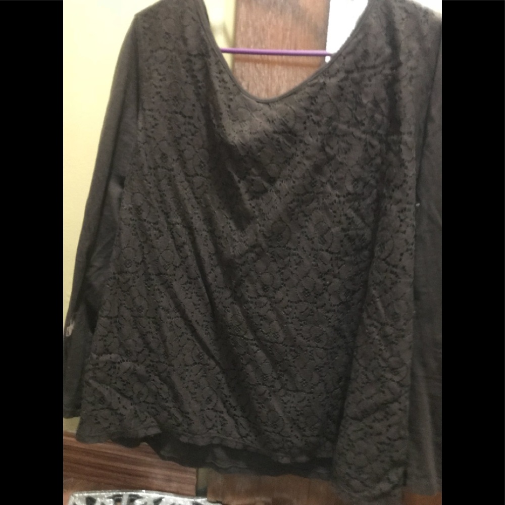 Women’s Brown Lace Detailed Top